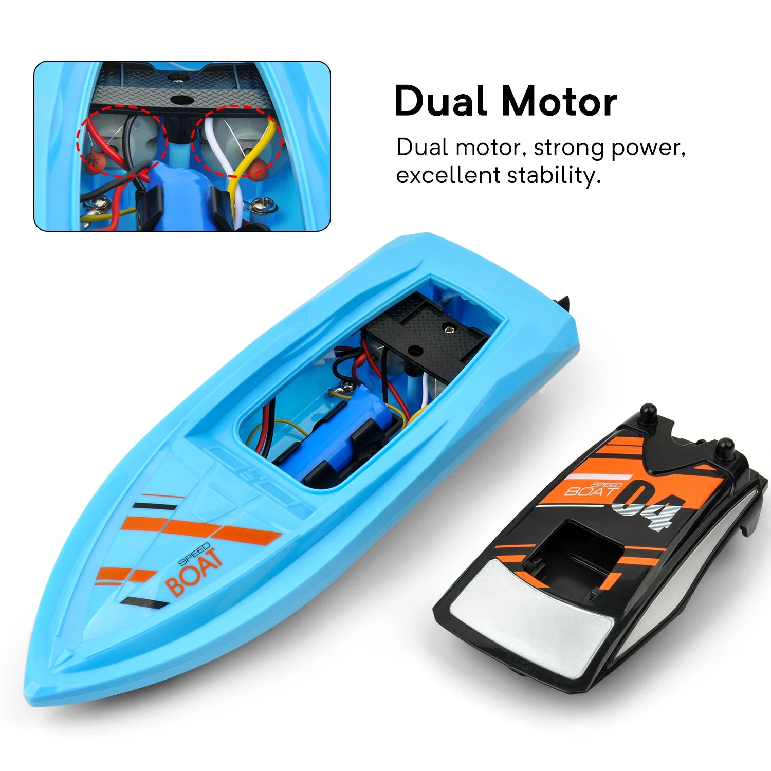 GizmoVine RC Boat: Blast Off! High-Speed Fun for Boys on Pools & Lakes, Blue Adventure!